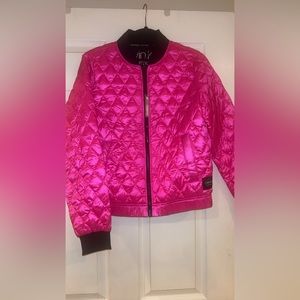 Calvin Klein Women's Satin Quilted Hot Pink Bomber